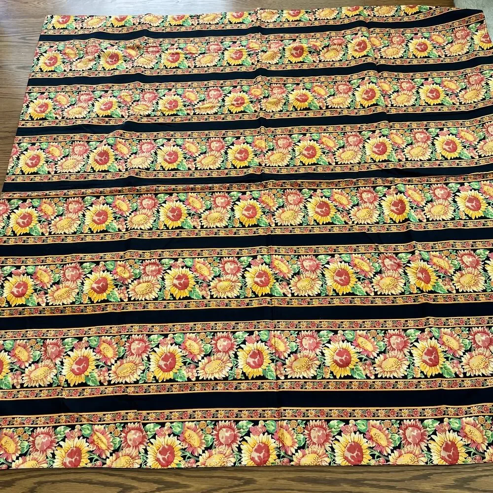 April Cornell reversible patchwork quilted sun flower tablecloth throw
